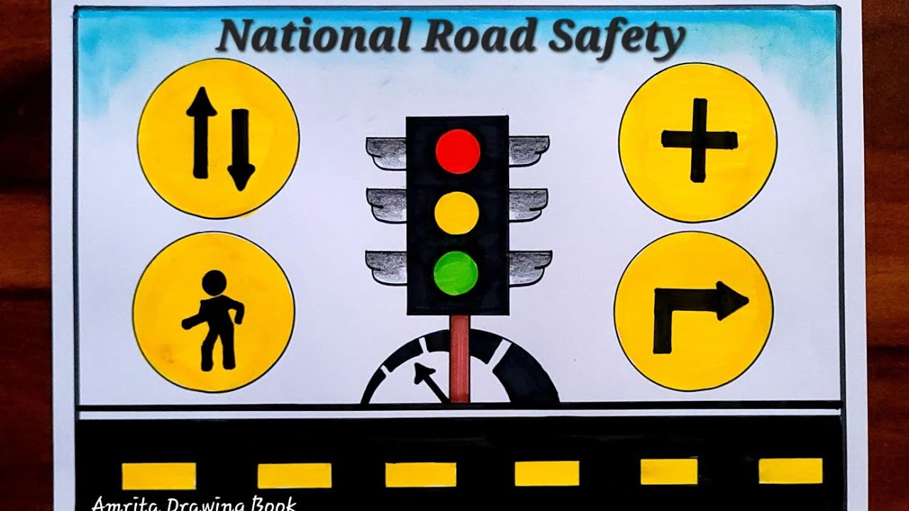 National Road Safety Day Poster Drawing/Road Safety Week Poster/Road Safety  Drawing for competition in 2024 | Poster drawing, Easy drawings, Creative  drawing
